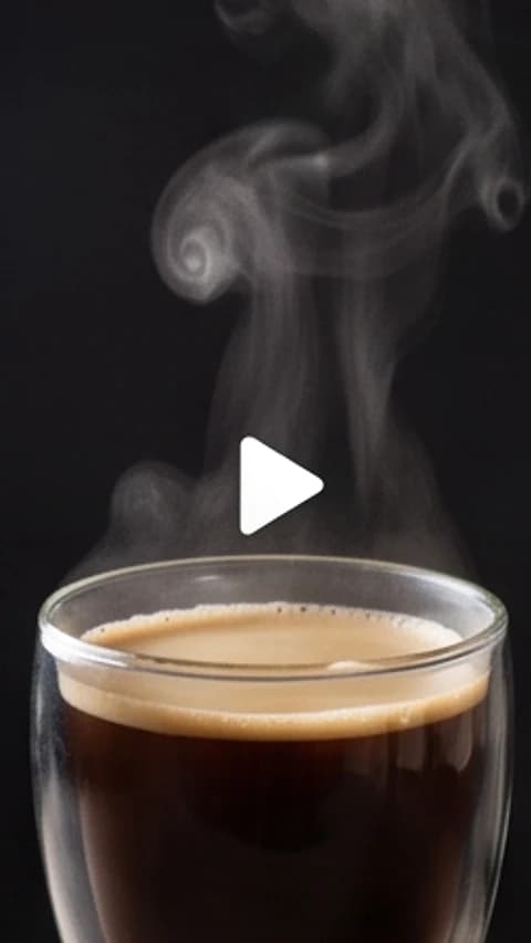 Vídeo vertical: café recién hecho humeando