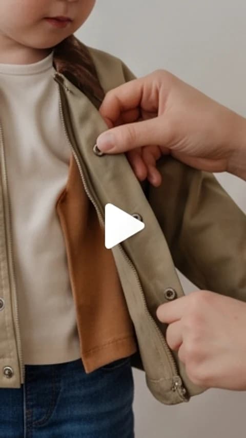 Vídeo vertical: una chaqueta de niño abrochándose